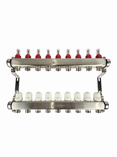 Коллекторная группа с расходомерами САРМАТ 1"x3/4" 9 вых. нерж SS2000 (CN)