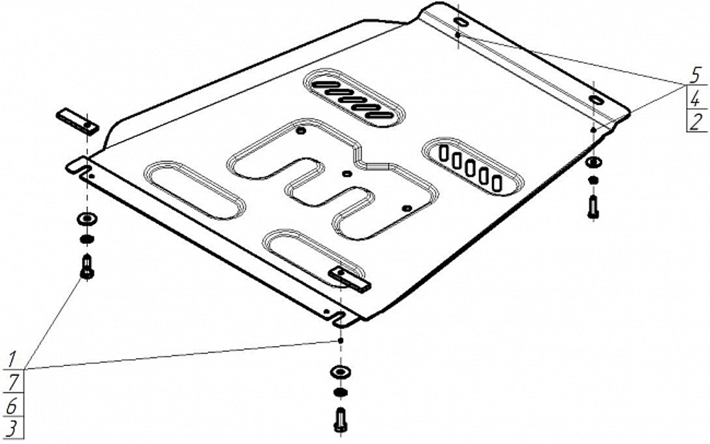 Защита КПП. 2 мм, Сталь. для KGM Rexton 2023-н.в., Motodor.72806