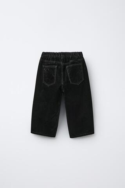 ZARA ВЕЛВЕТОВЫЕ ШТАНЫ BAGGY, ЧЕРНЫЙ