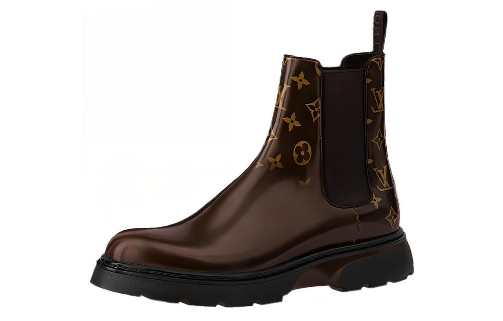 LOUIS VUITTON Bold Cow Leather Chelsea Boots Men"s Brown