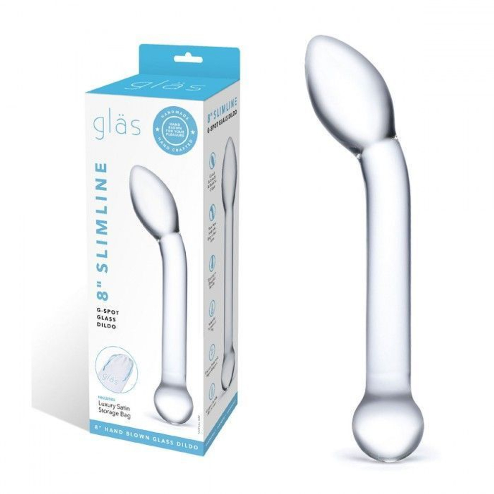 Прозрачный стеклянный фаллос для точки G Slimline G-Spot - 20 см.