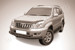 Защита переднего бампера Toyota Land Cruiser Prado J120 (2002-2009) d57+d57 черная