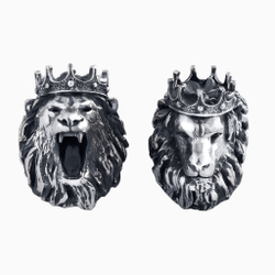 Запонки мужские KING LION, оксидирование, сапфир — корунд.