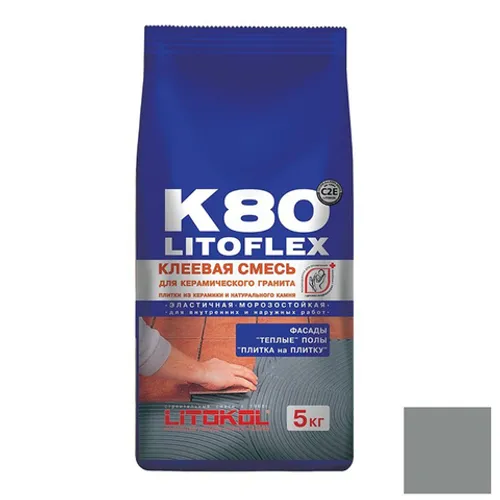 Клей Litokol LitoFlex K80 для плитки и камня серый 5 кг