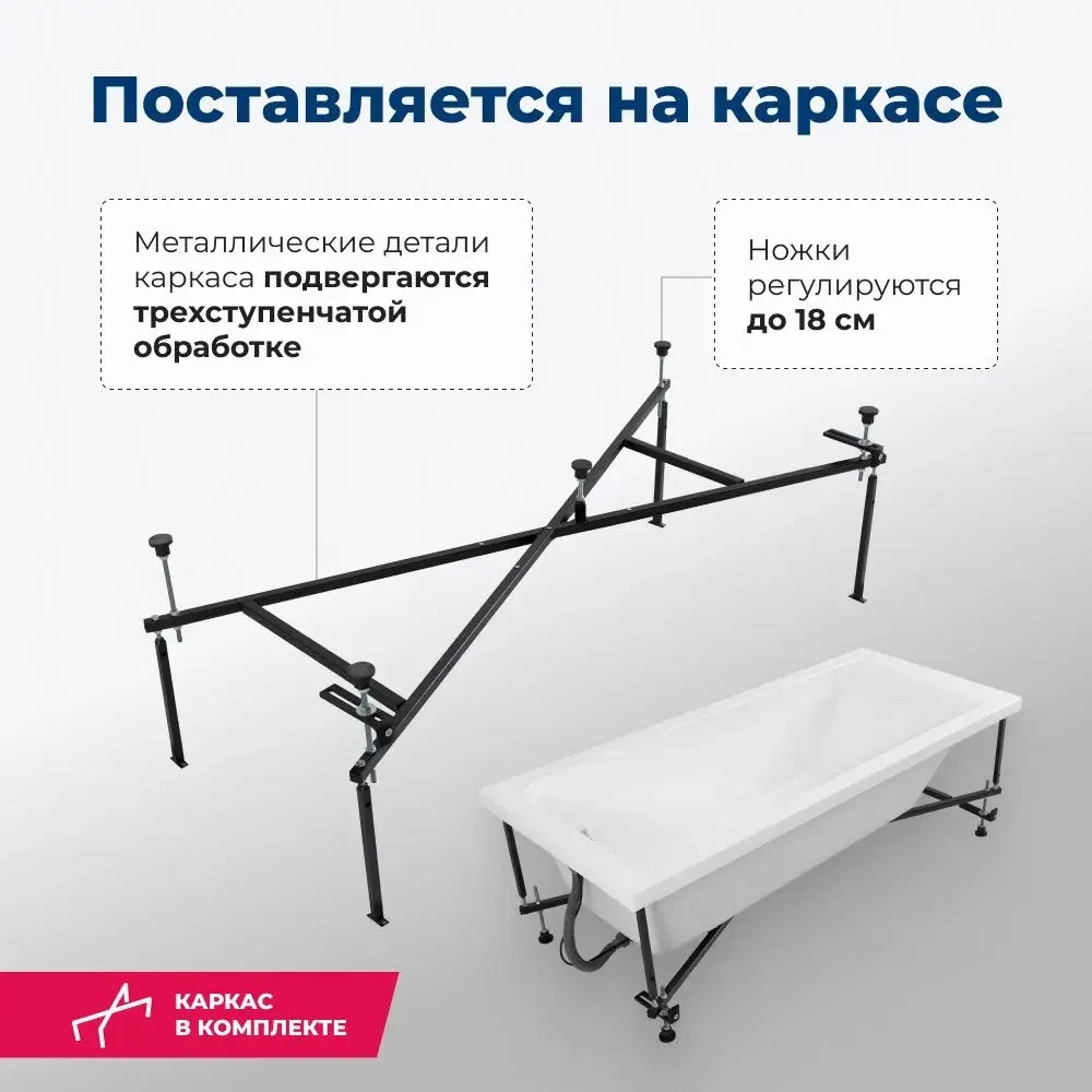Акриловая ванна Aquanet Bright 180x80 (с каркасом)