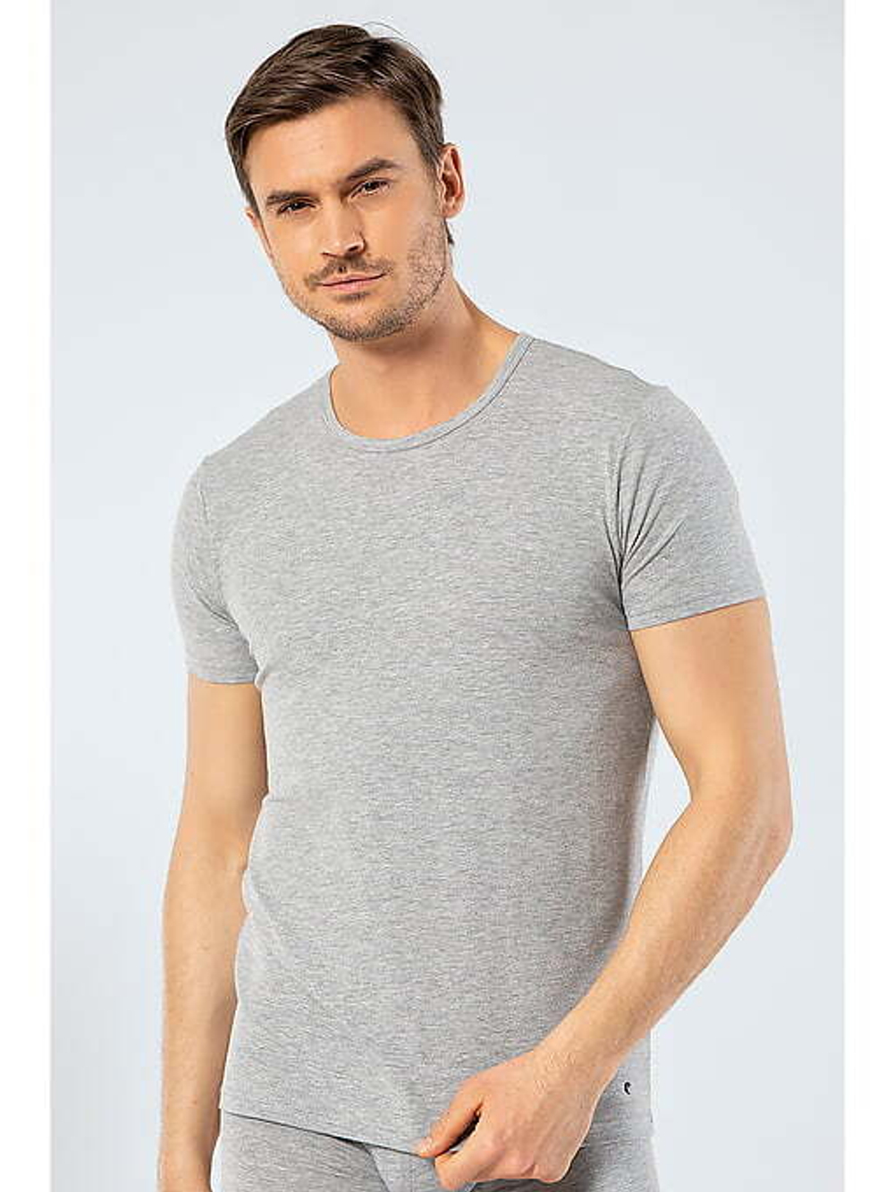 Футболка мужская с круглым вырезом серый меланж