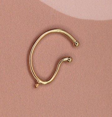 Кафф изогнутый с креплением 15х22 мм позолота