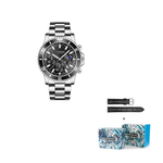 RENOVO Green Water God Quartz Movement Stainless Steel Watchband Watch Men"s Watches Black Dial