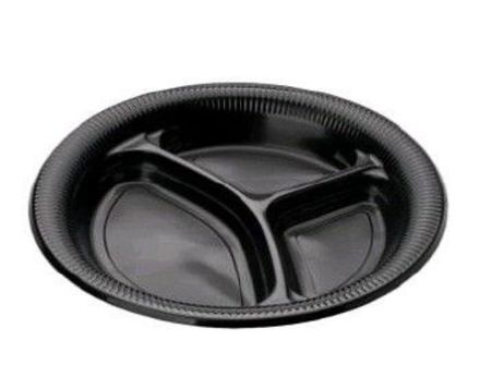 Одноразовая тарелка 3-х секц. D= 263 мм черная (50/500 шт)