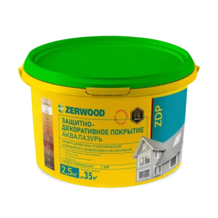 ZERWOOD ZDP АКВАЛАЗУРЬ Защитно-декоративное покрытие Рябина 2,5кг ведро (ИжСинтез)