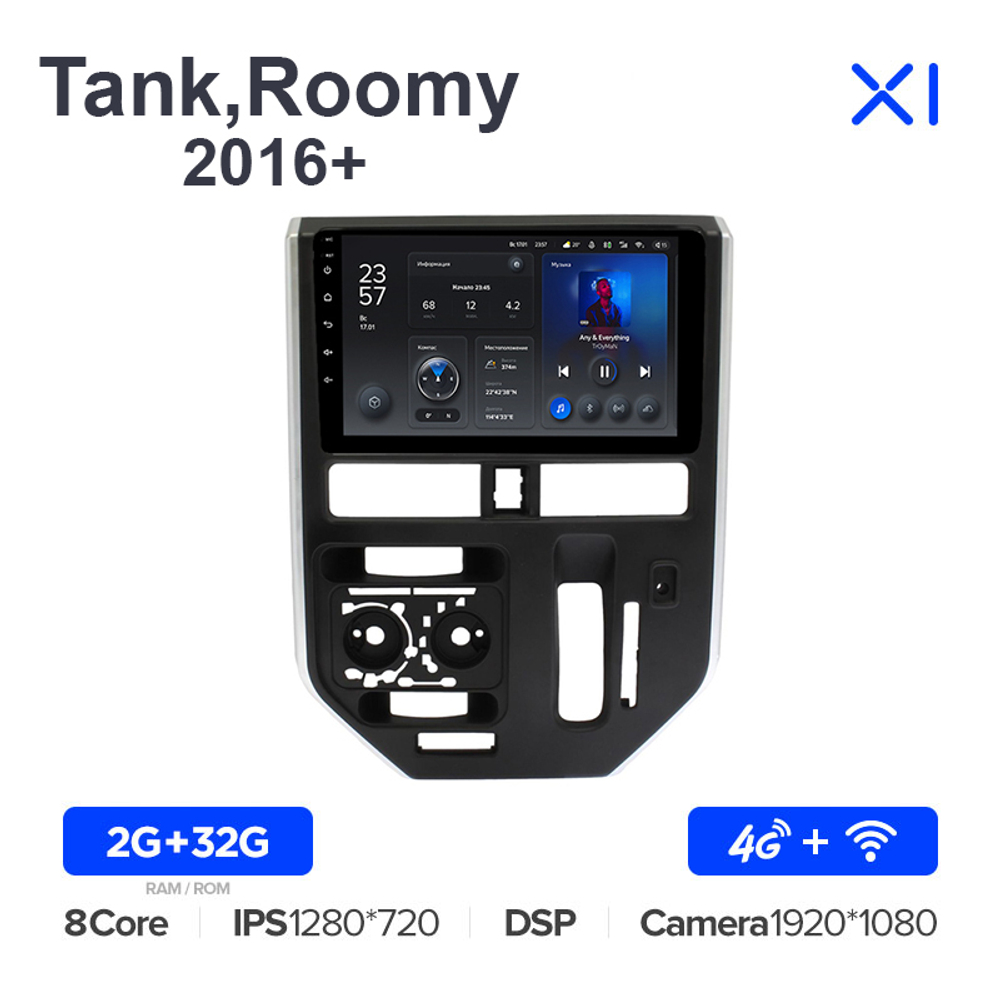 Teyes X1 10,2"для Toyota Tank, Roomy 2016+ (авто с кондиционером)