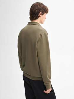 Massimo Dutti Свитер с воротником-поло, хаки