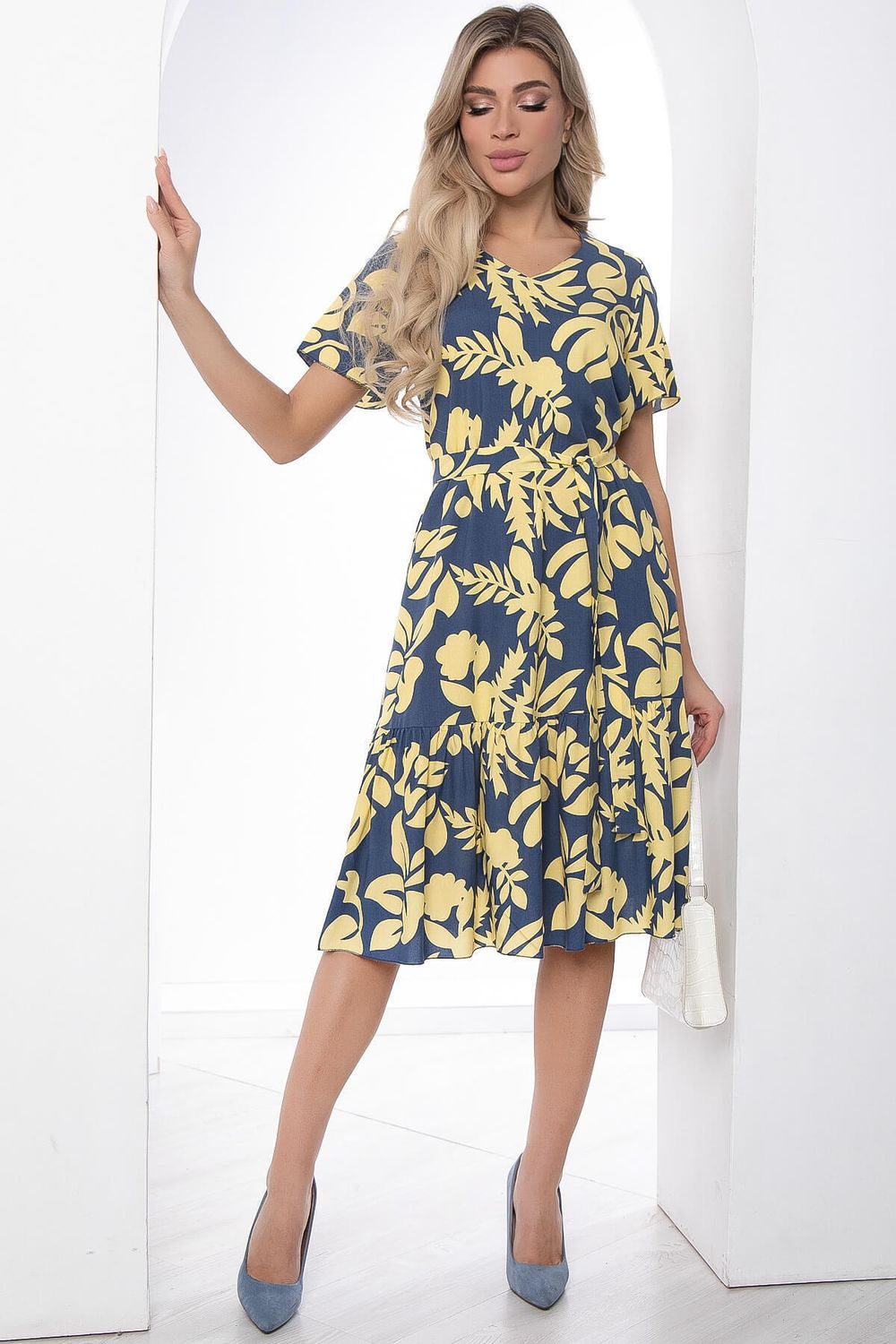 Платье "Малика" (сине-желтое) П8833 LT Collection (Акция)