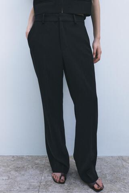 ZARA БРЮКИ STRAIGHT FIT — ZW COLLECTION, ЧЕРНЫЙ
