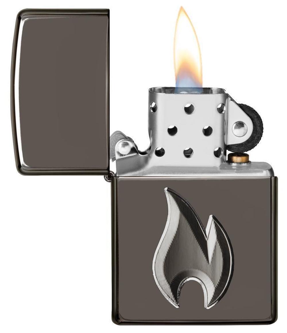 Зажигалка Armor™ High Polish Black Ice® Flame Design ZIPPO 29928