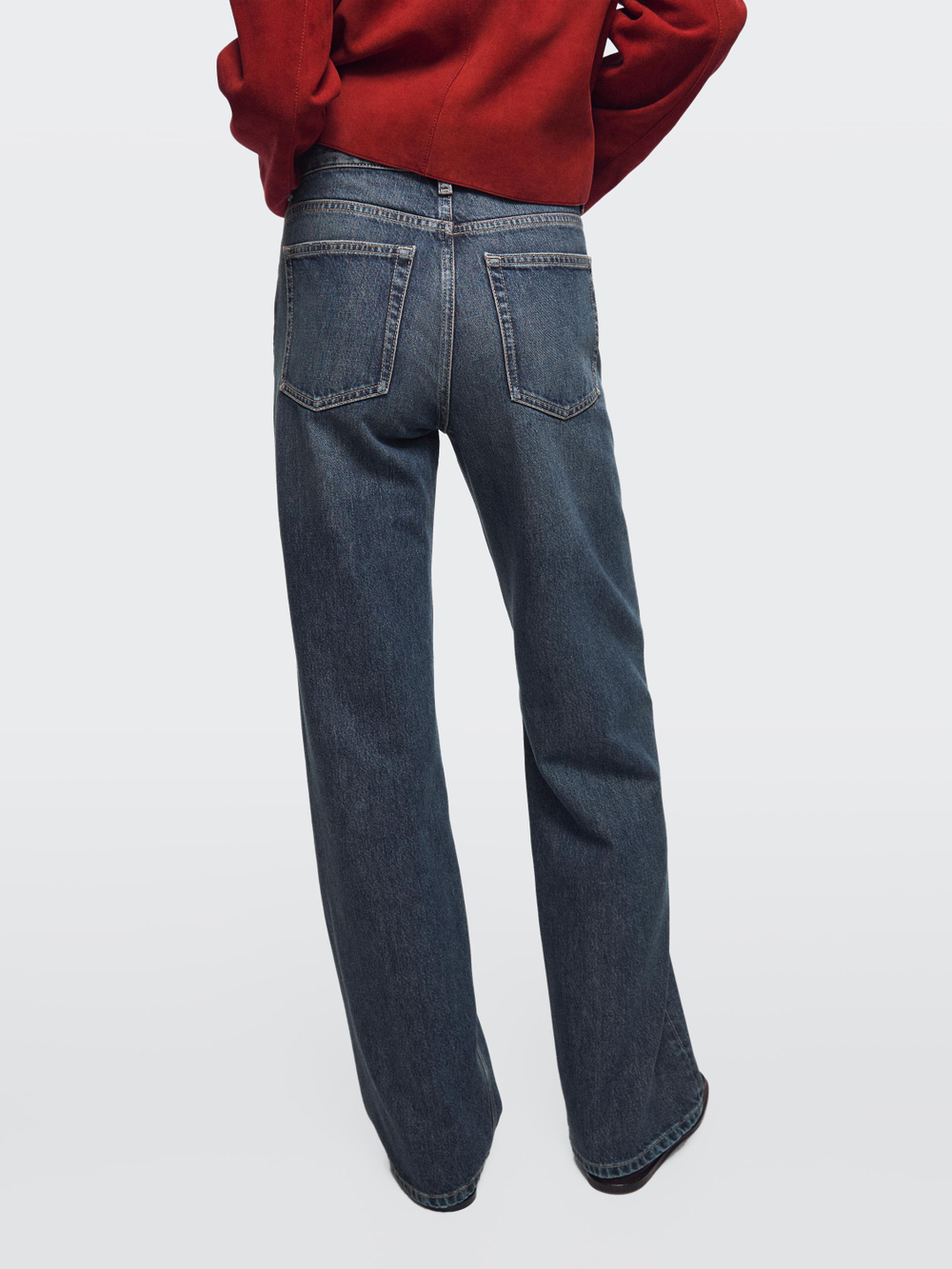 Massimo Dutti Джинсы средней посадки с широкими штанинами, средне-синий