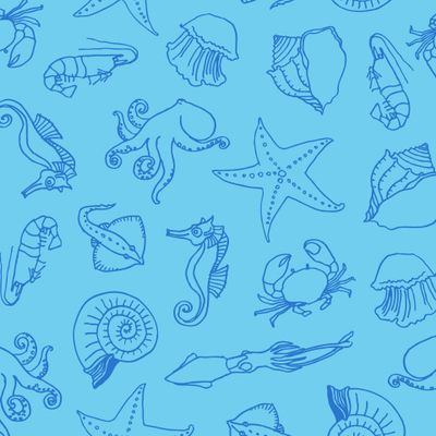 Морские жители (на голубом фоне)