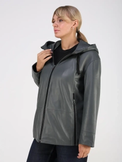 Кожаная куртка демисезонная с капюшоном