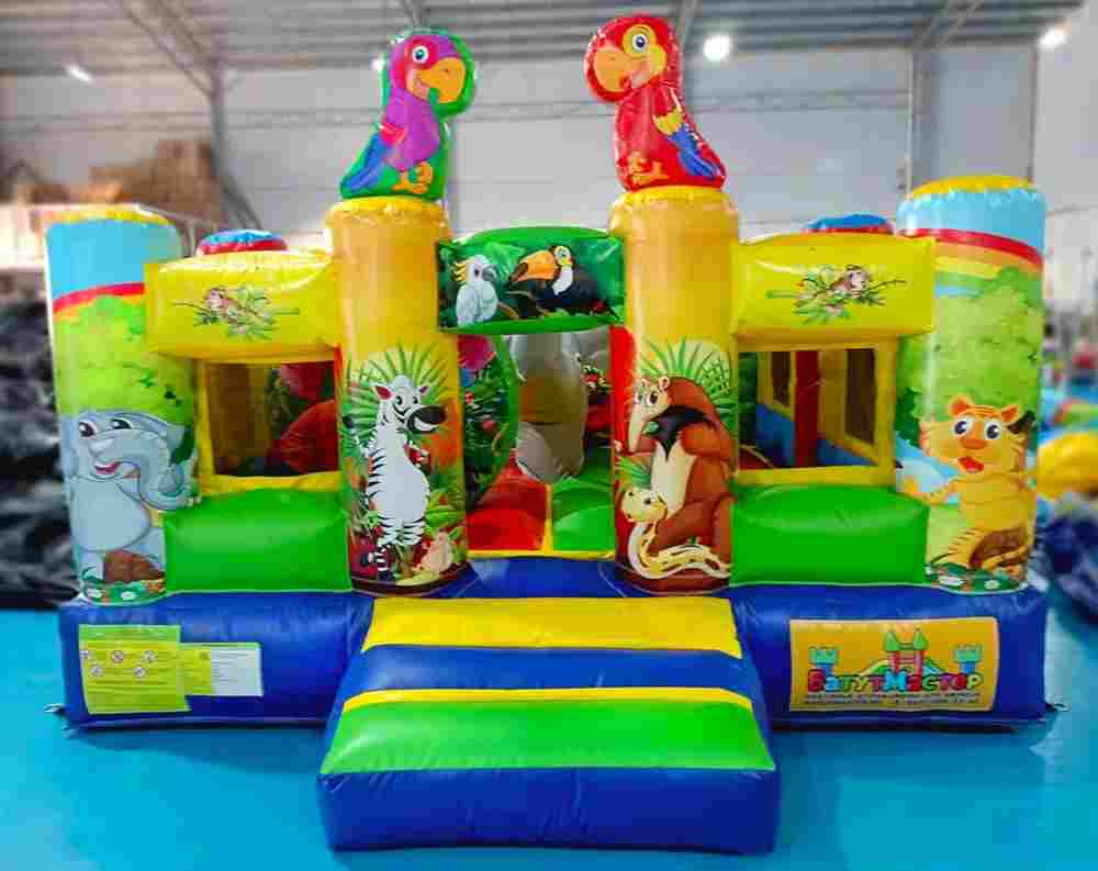 Детский надувной батут «Попугайчики» без горки, размер 3,5*3,5*2,5 м.