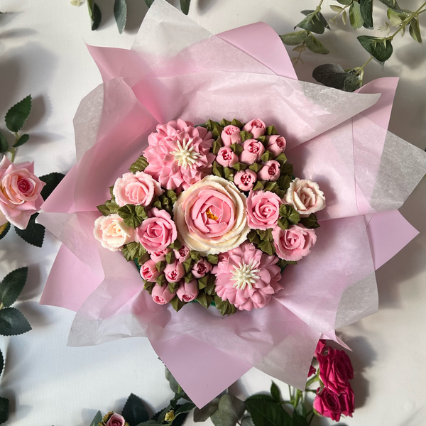 Букет цветочных капкейков розы с тюльпанами 7 шт