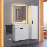 Тумба с раковиной для ванной Uperwood Modul 60 см, подвесная, матовая, белая/графит