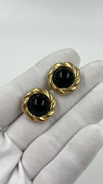 Серьги с чёрными кабошонами