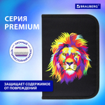 Пенал BRAUBERG с наполнением, 1 отделение, 1 откидная планка, 24 предмета, 21×14 см, «Colorful lion», 270725