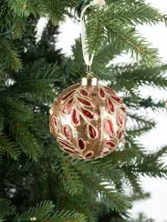 Винтажный стеклянный шар Графские сады Камелия 8 см., 1 шт., Karlsbach (12862)