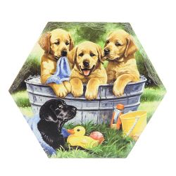 Подставка под горячее с пробкой "Щенки на прогулке" 16*14*0,7см. (3вида) (подарочная упаковка)