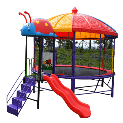 Батутная арена с горкой «Весёлый Жучок 4», диаметр 12 футов 4,5x3,8x2,8 м