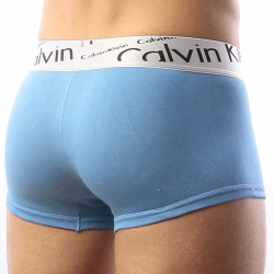 Мужские трусы боксеры голубые с косой резинкой  Calvin Klein Steel Boxer Italics Blue