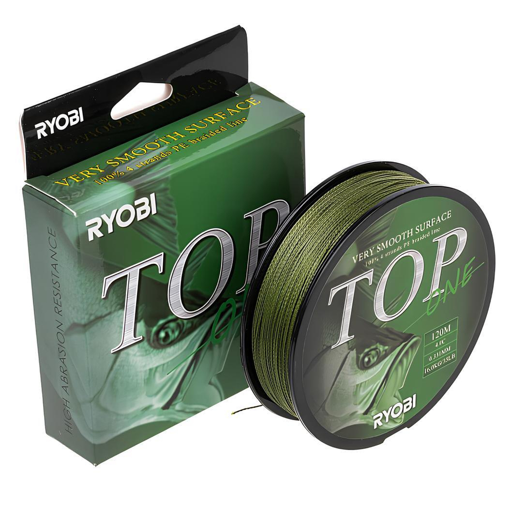 Шнур TOP PE4X-120M 4,0/d-0.331mm Dark green Ryobi