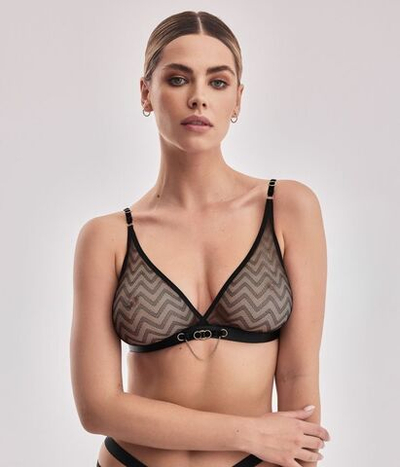 Бюстгальтер Sono из сетки с геометрическим рисунком (Размер: 38) (Цвет: черный)