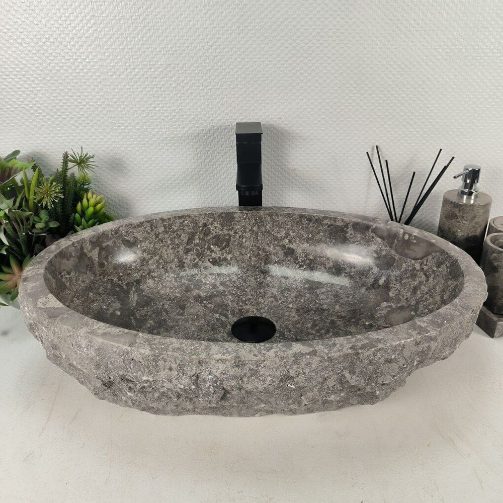 Каменная раковина из мрамора Erozy Grey EM-04667 (62*42*16) 0189 из натурального камня