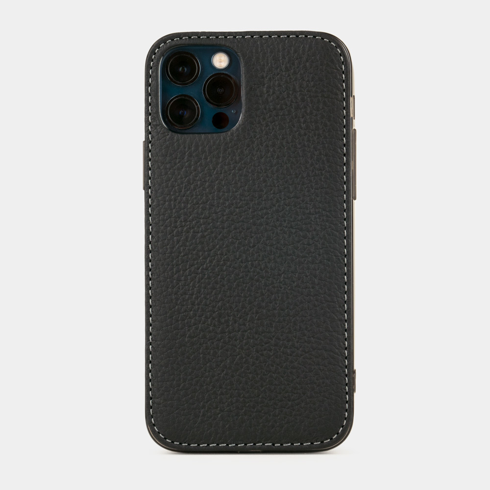 Чехол кожаный для iPhone 12 Pro Max черного цвета