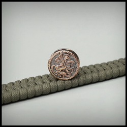 Бусина - вставка для браслета из паракорда "Георгий" , бронза