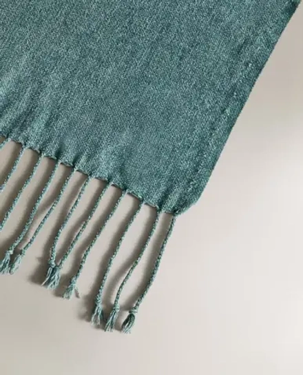 ZARA HOME ПЛЕД ИЗ СИНЕЛИ, СИНИЙ