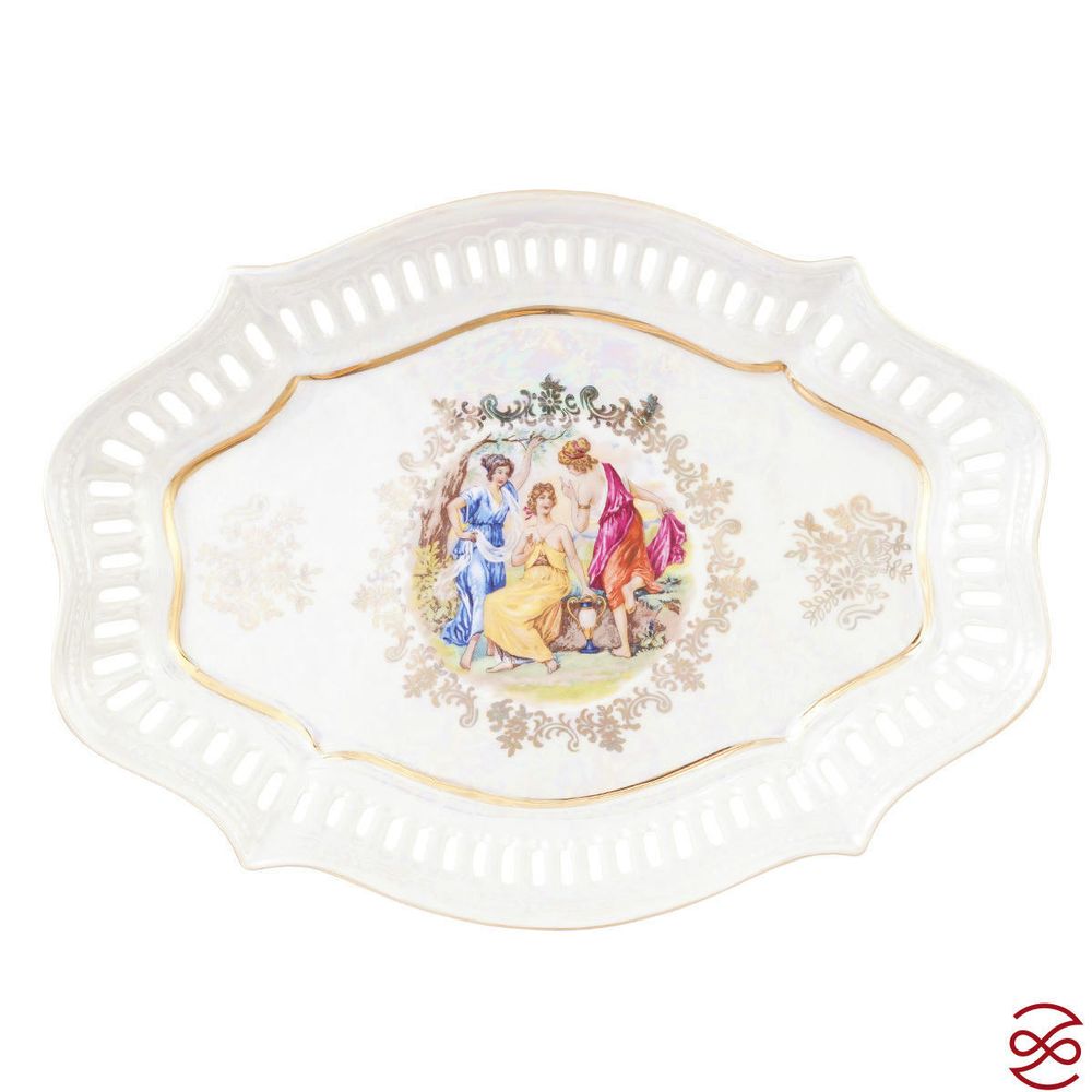 Конфетница на ножке Queen's Crown Мадонна перламутр 27 см