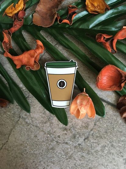 Значок деревянный (брошь) Кофе. Fire Pin