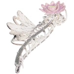Заколка - краб для волос на блистере «ДЕ Палма», цветочек и стрекоза, цвет золото и серебро, 11.5*4см