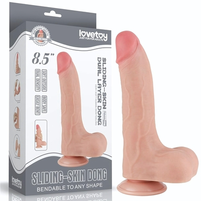 Телесный фаллоимитатор 8.5 Sliding Skin Dual Layer Dong - 22 см. (Цвет: телесный)