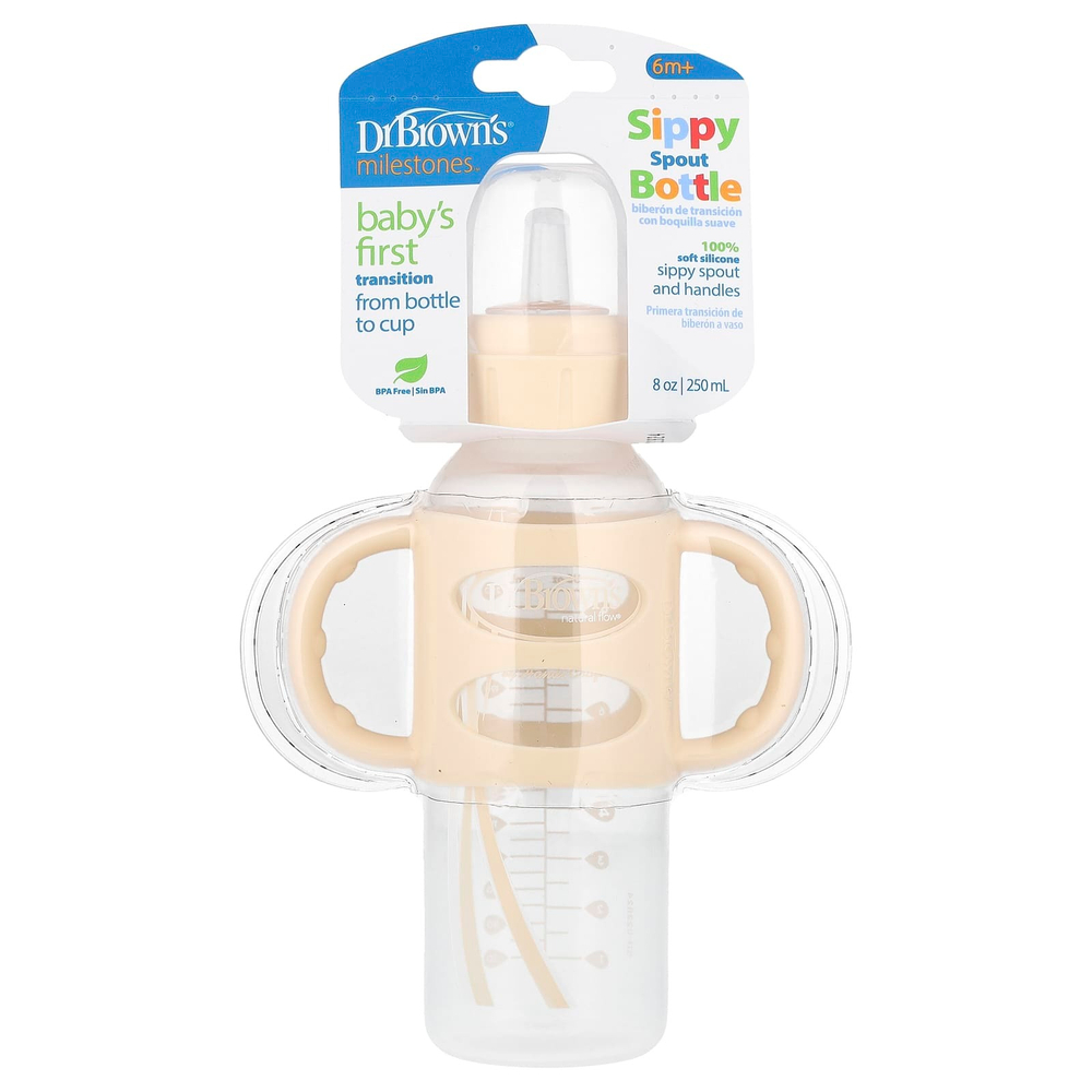 Dr. Brown's, Sippy Spout Bottle, для детей старше 6 месяцев, крем, 250 мл (8 унций)