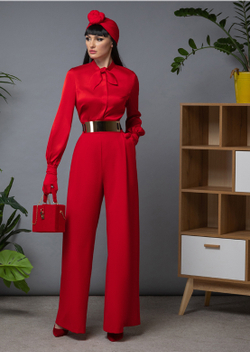 Брюки со складками красные 03-02-23 FW