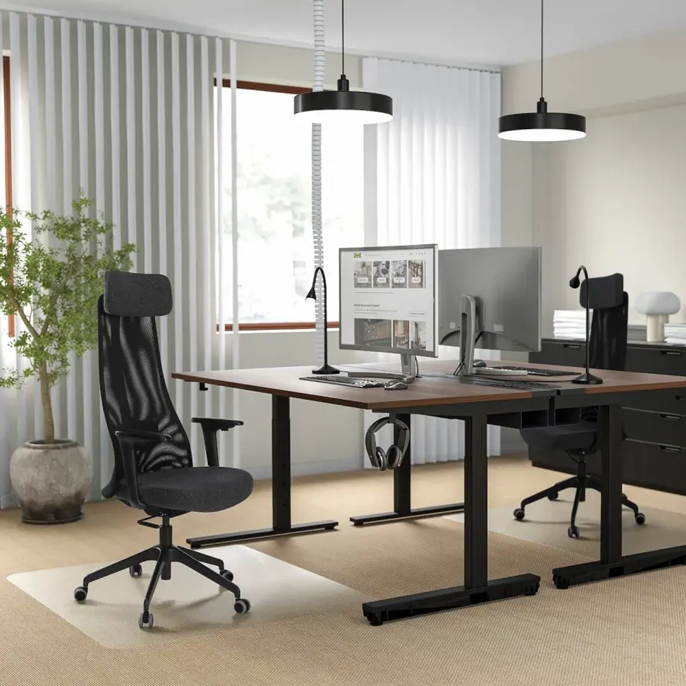 Офисный стул с подлокотниками - IKEA JÄRVFJÄLLET/JARVFJALLET/ЖАРВФЖАЛЛЕТ ИКЕА, темно-серый