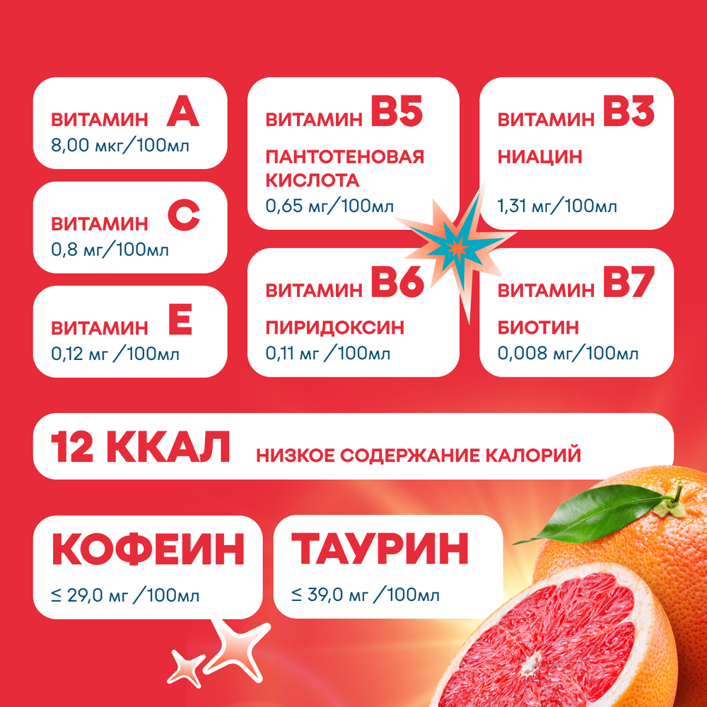 Газированная вода со вкусом Грейпфрут GORJI NRG Горджи 0,5 л, упаковка 12 шт