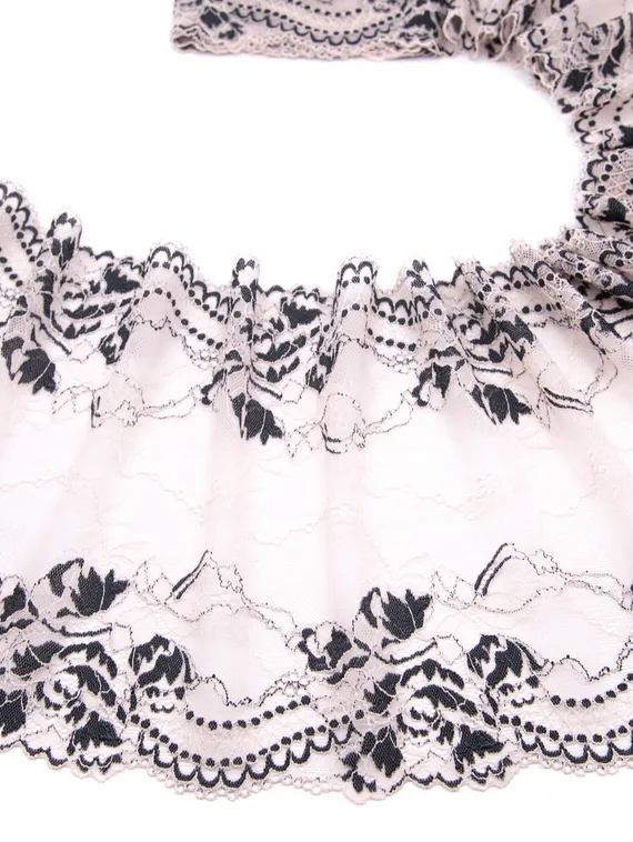 03-210 Кружево эластичное 22 см, пион/черный