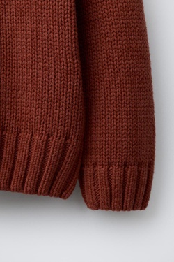 ZARA СВИТЕР ИЗ СТРУКТУРНОГО ТРИКОТАЖА, ТЕМНО-ЧЕРЕПИЧНЫЙ