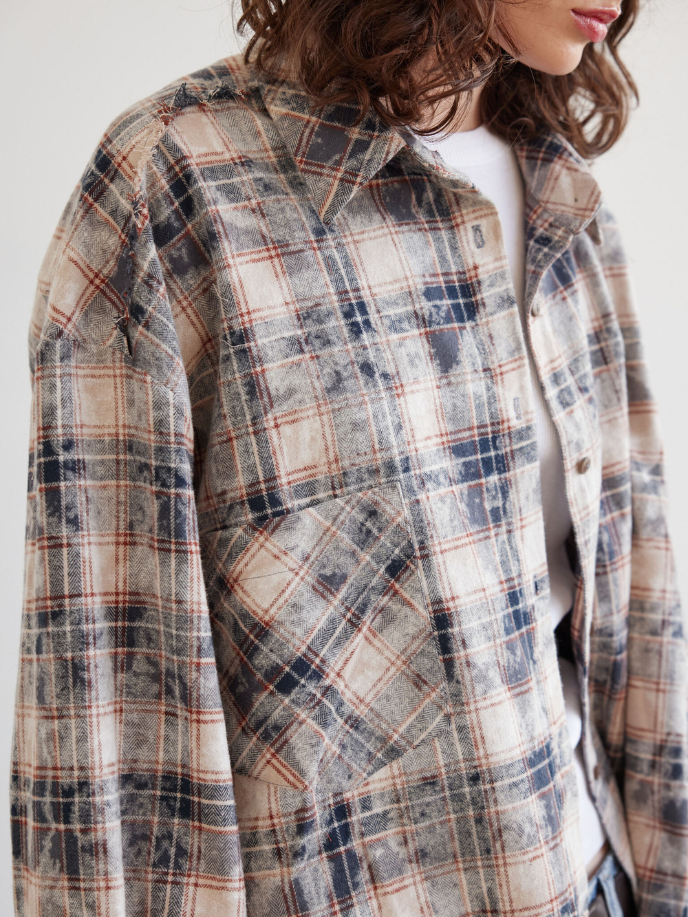 Рубашка Grunge, сине-бежевая