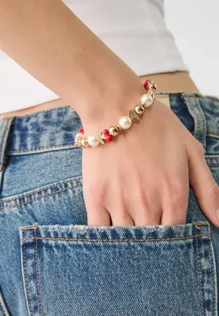STRADIVARIUS Браслет из искусственного жемчуга, золотой