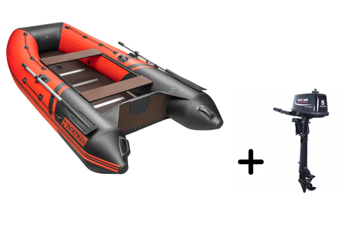YACHTMAN-300 СК красный-черный + PARSUN T 5.0 BMS (комплект лодка + мотор)